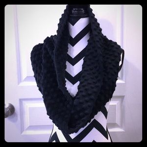 Black Minky Ultra Plush Cowl Infinity Scarf